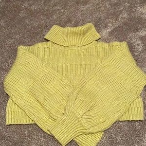 Urban Outfitters Lime Green Turtleneck Cropped Sweater